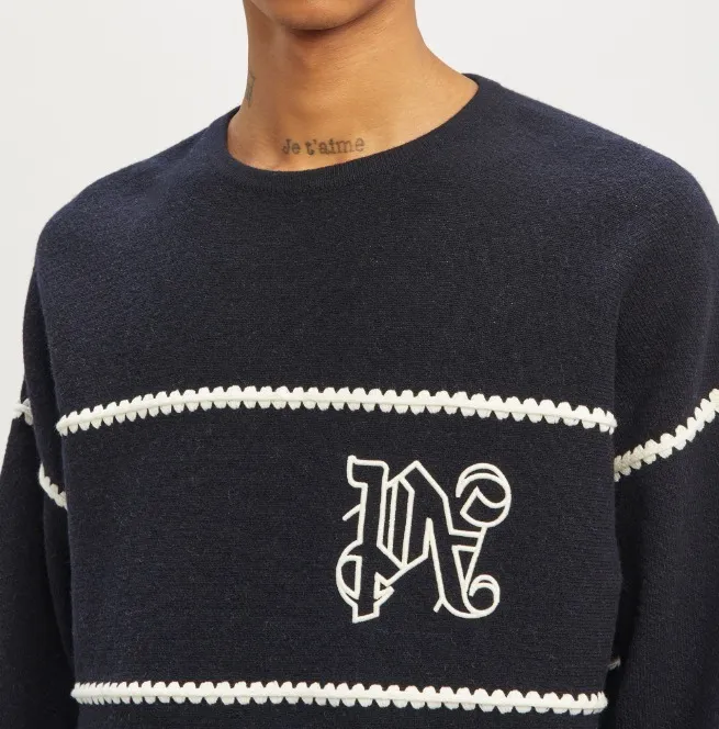 Palm Angels  |Crew Neck Pullovers Stripes Wool Street Style Long Sleeves