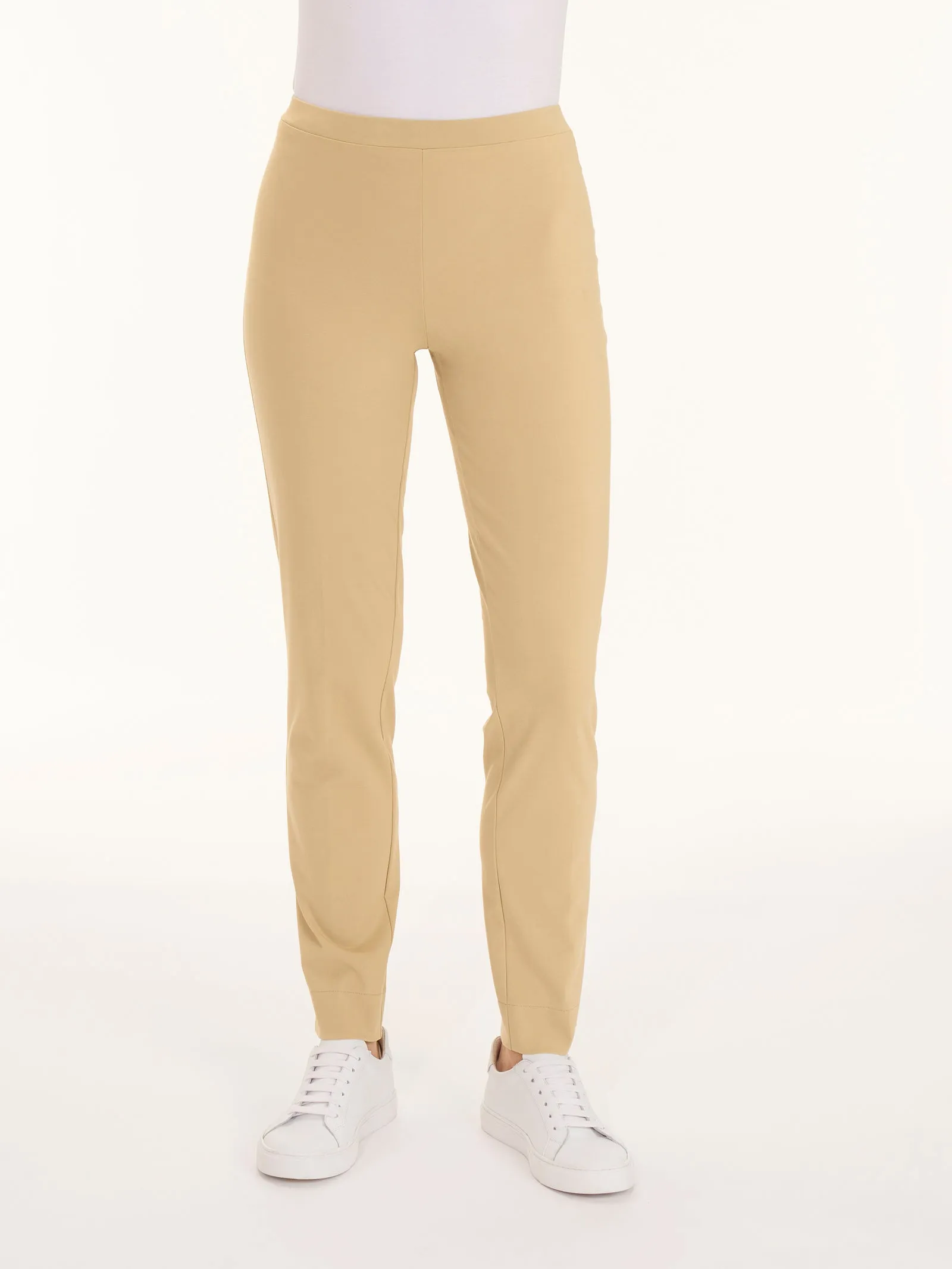 Pantalone a sigaretta con spacchetti in Compact Light - Champignon