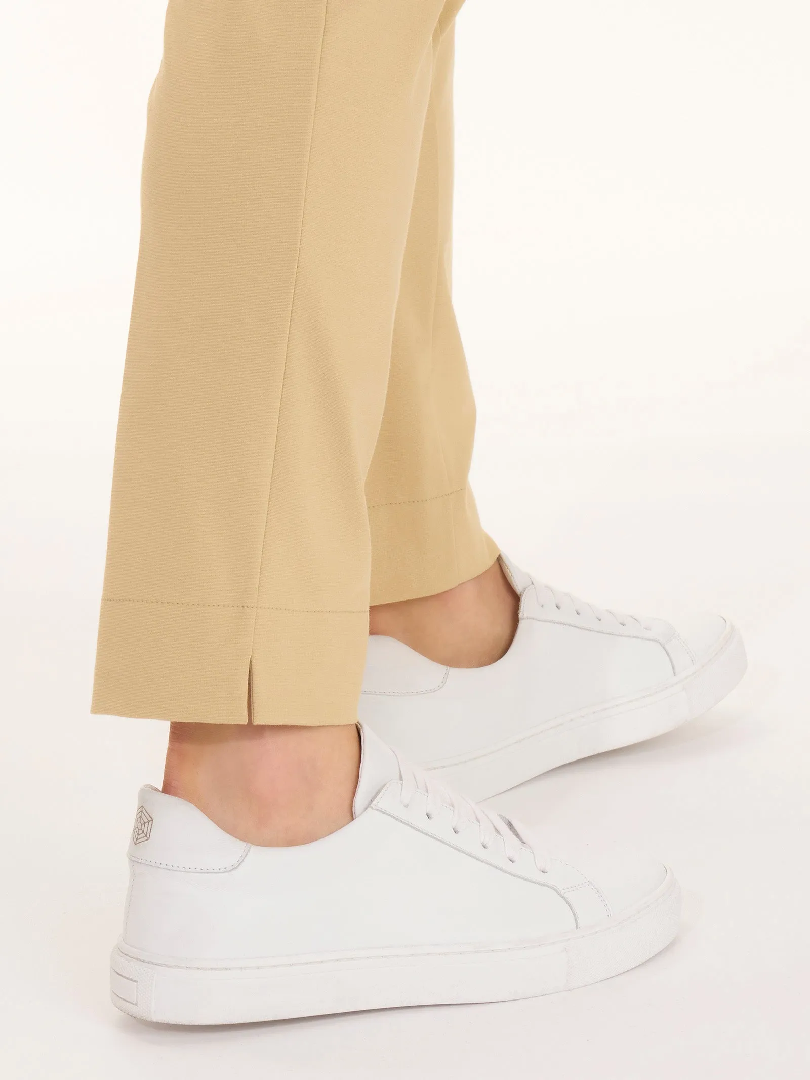 Pantalone a sigaretta con spacchetti in Compact Light - Champignon