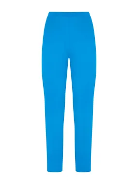 Pantalone a sigaretta con spacchetti in Compact Light - Ibiza Blue