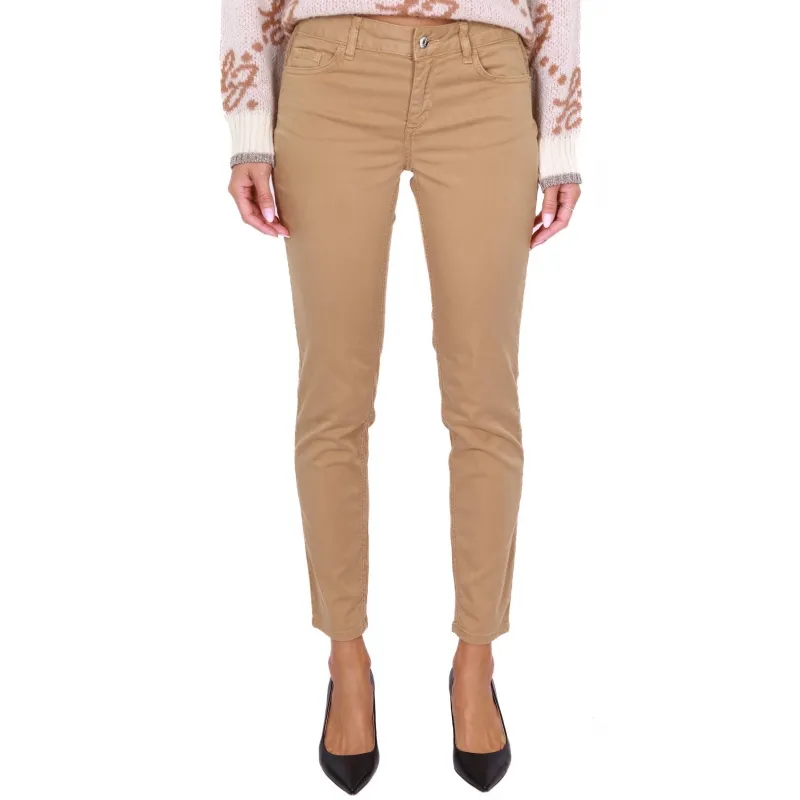 PANTALONE SKINNY IN COTONE STRETCH, CAMMELLO