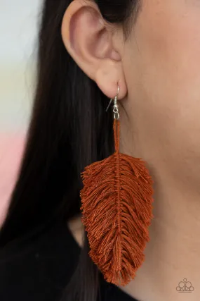 Paparazzi Accessories - Hanging By A Thread - Brown Earrings