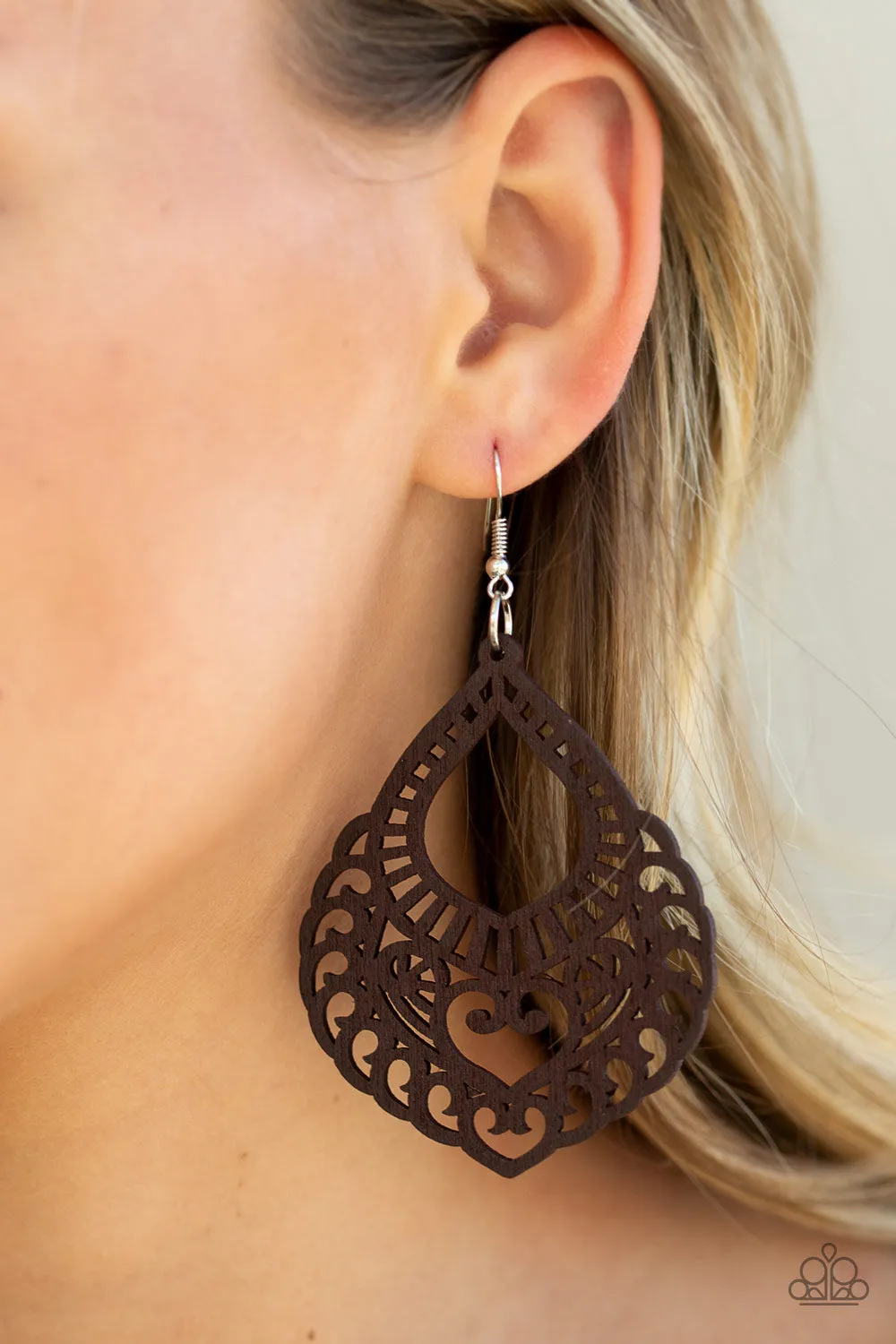 Paparazzi Accessories - If You WOOD Be So Kind - Brown Earrings