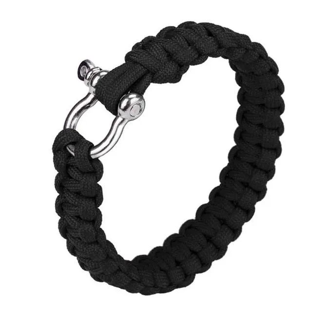 Paracord Survival Bracelet With Alloy Bow Shackle