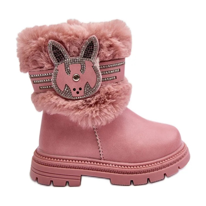 Pink Lunami Children's Snow Boots with Fur