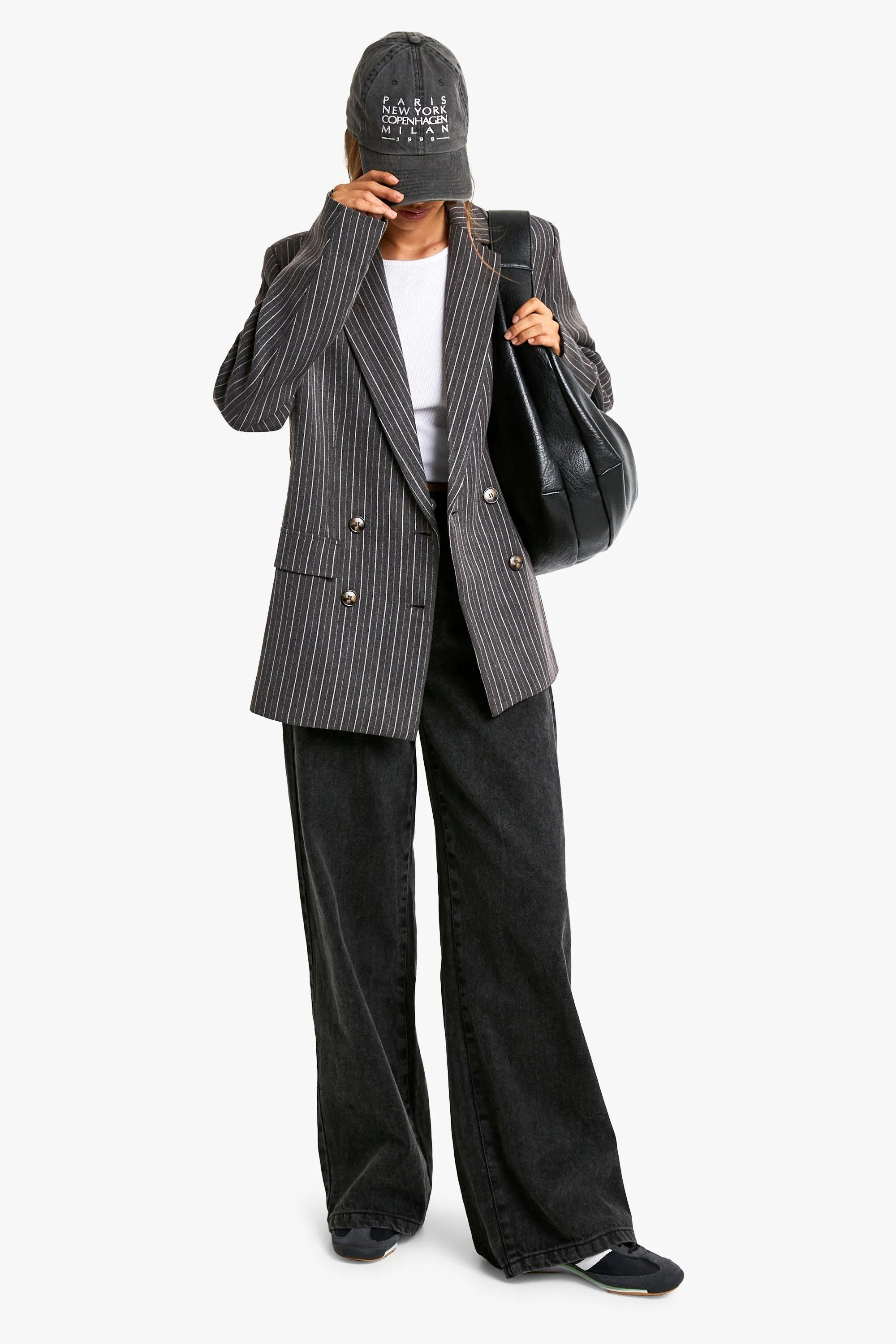 Pinstripe Oversized Double Breasted Blazer