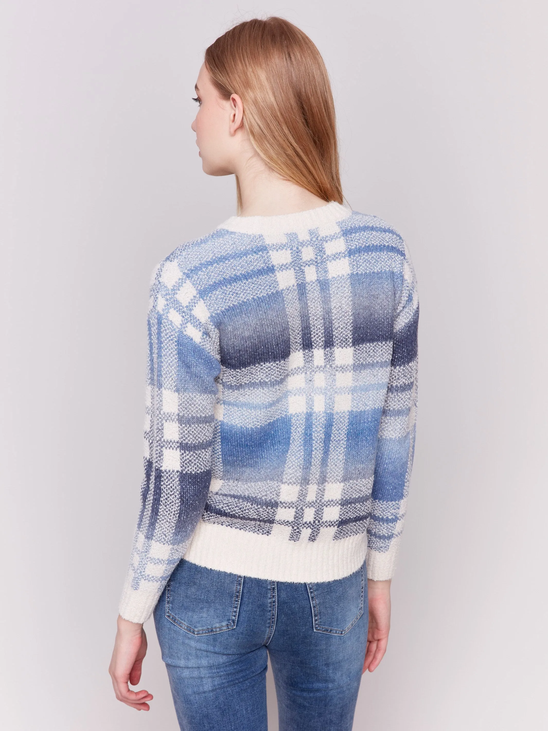 Plaid Space Dye Sweater - Frost