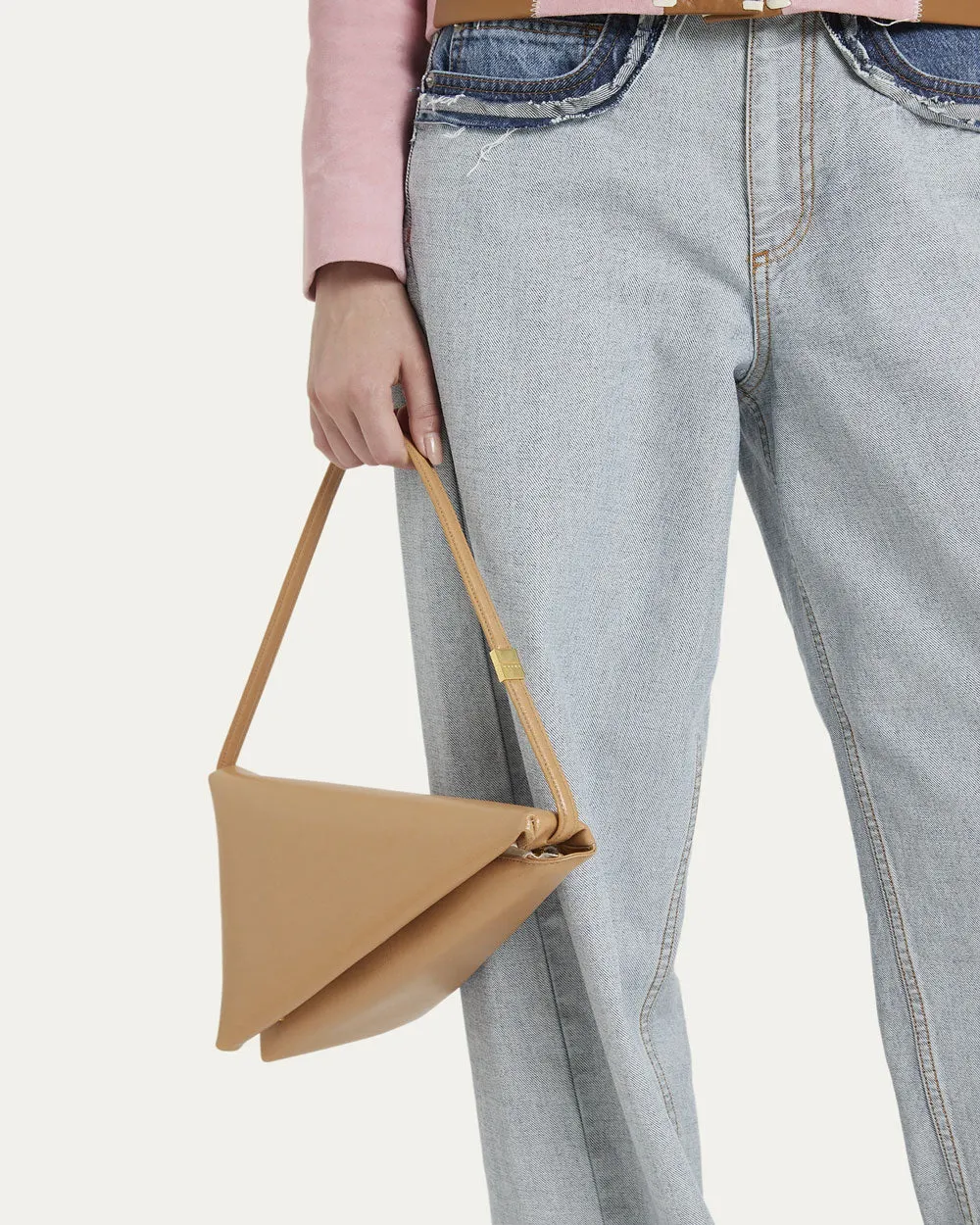 Prisma Triangle Shoulder Bag in Tan