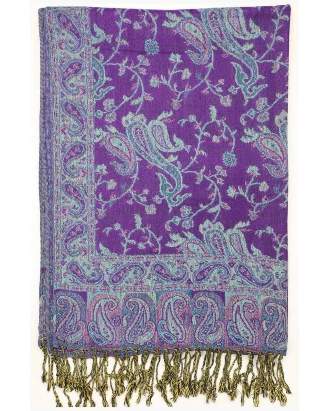 Purple & Turquoise Reversible Paisley Rave Pashmina