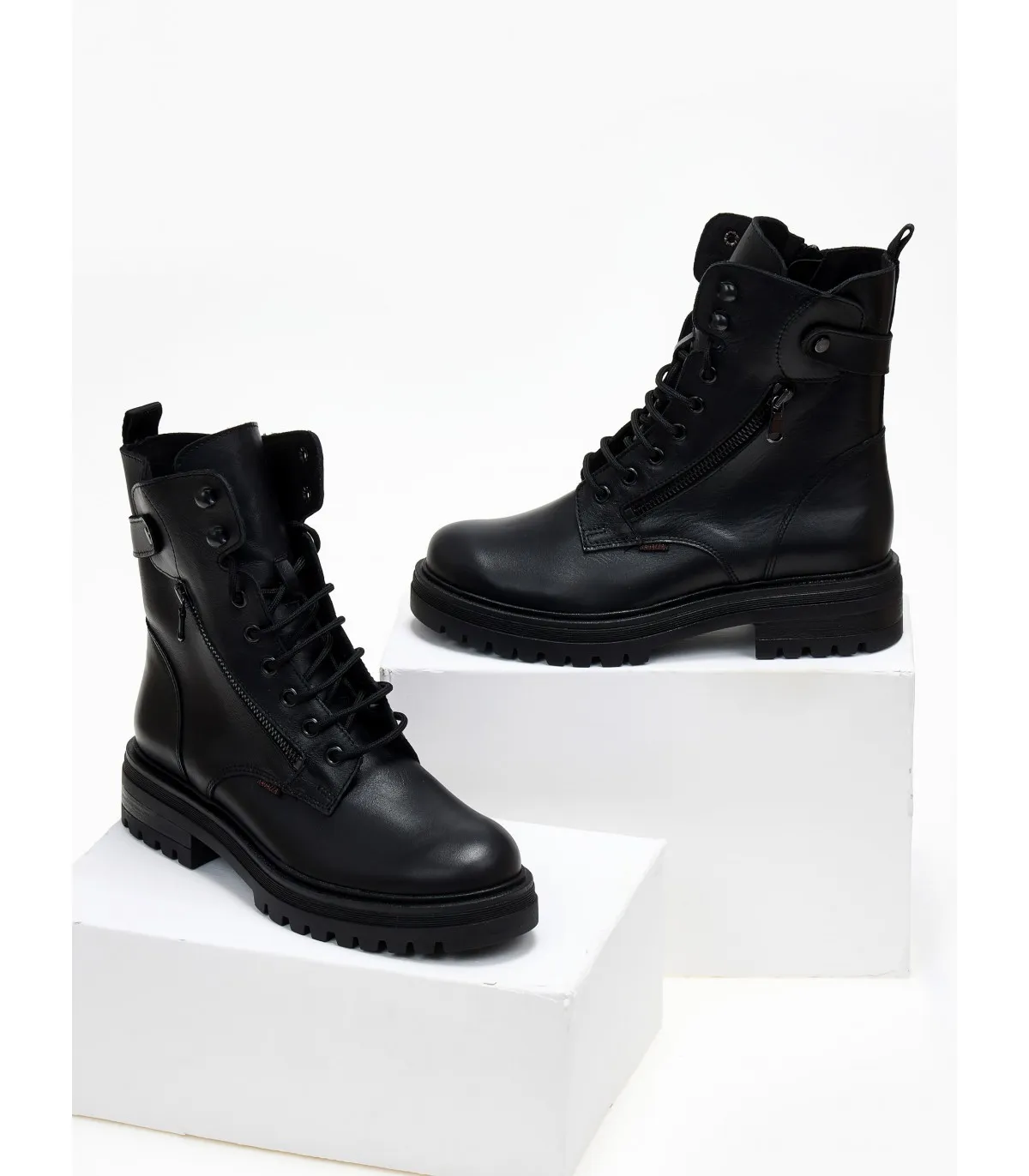 Ragazza Leather Army Boot- Black 0281