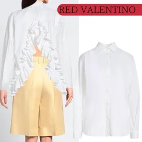 RED VALENTINO  |Casual Style Long Sleeves Plain Cotton Party Style