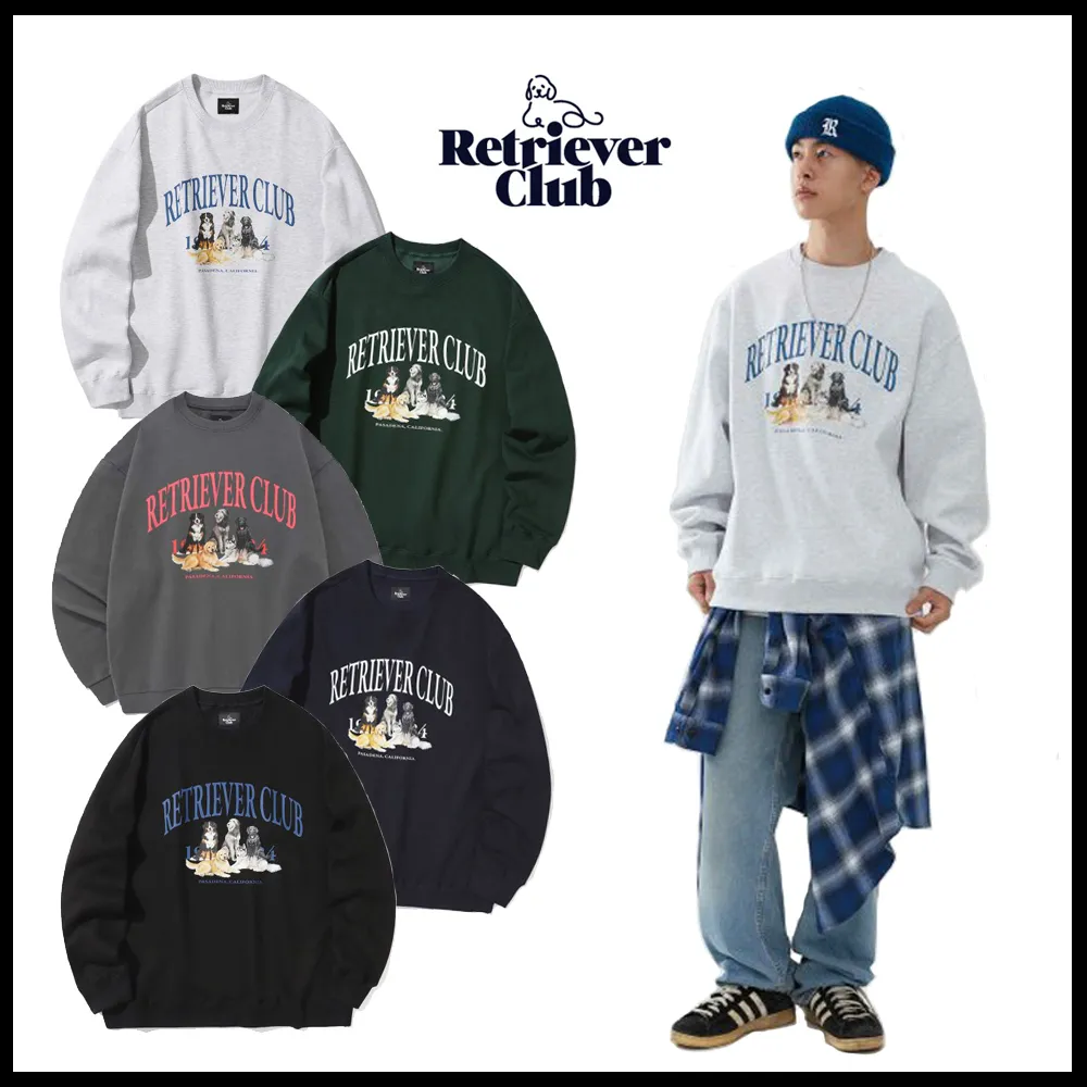 Retriever Club  |Crew Neck Unisex Blended Fabrics Street Style Long Sleeves