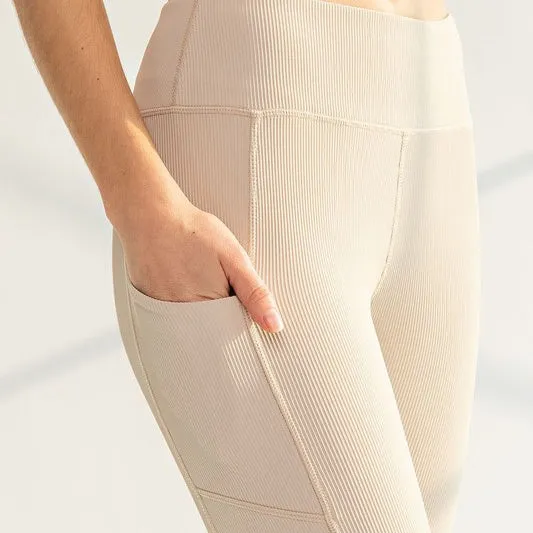 Ribbed Yoga Leggings With Pockets