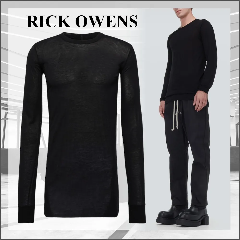 RICK OWENS  |Crew Neck Pullovers Silk Street Style Long Sleeves Plain