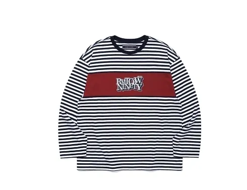 ROMANTIC CROWN  |Crew Neck Stripes Unisex Blended Fabrics Street Style