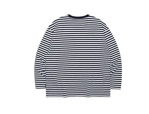 ROMANTIC CROWN  |Crew Neck Stripes Unisex Blended Fabrics Street Style