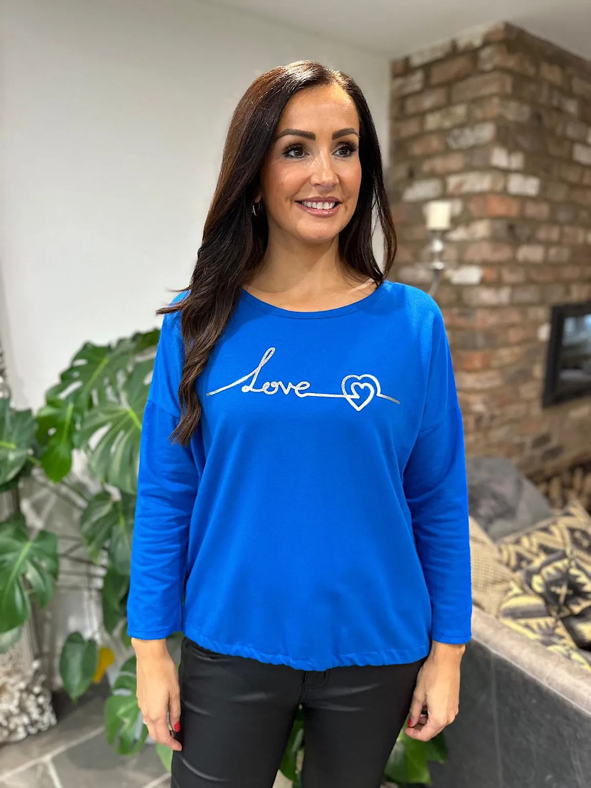 Royal Blue Metallic Love Top Maura