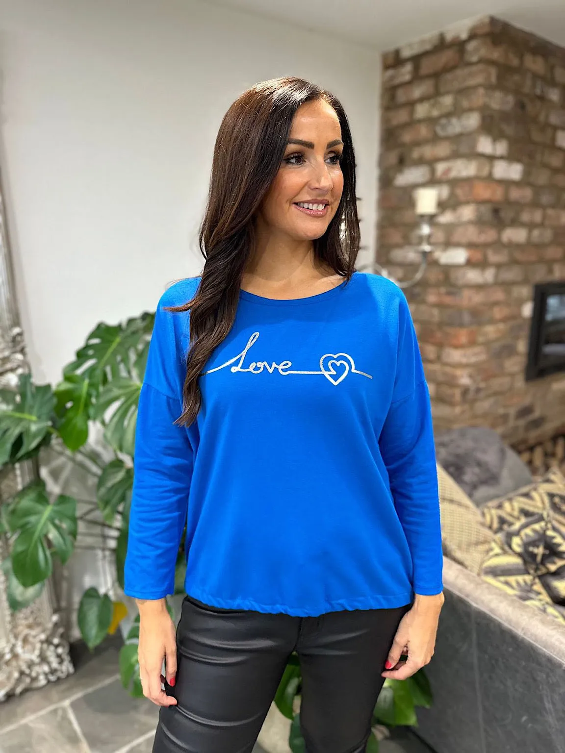 Royal Blue Metallic Love Top Maura