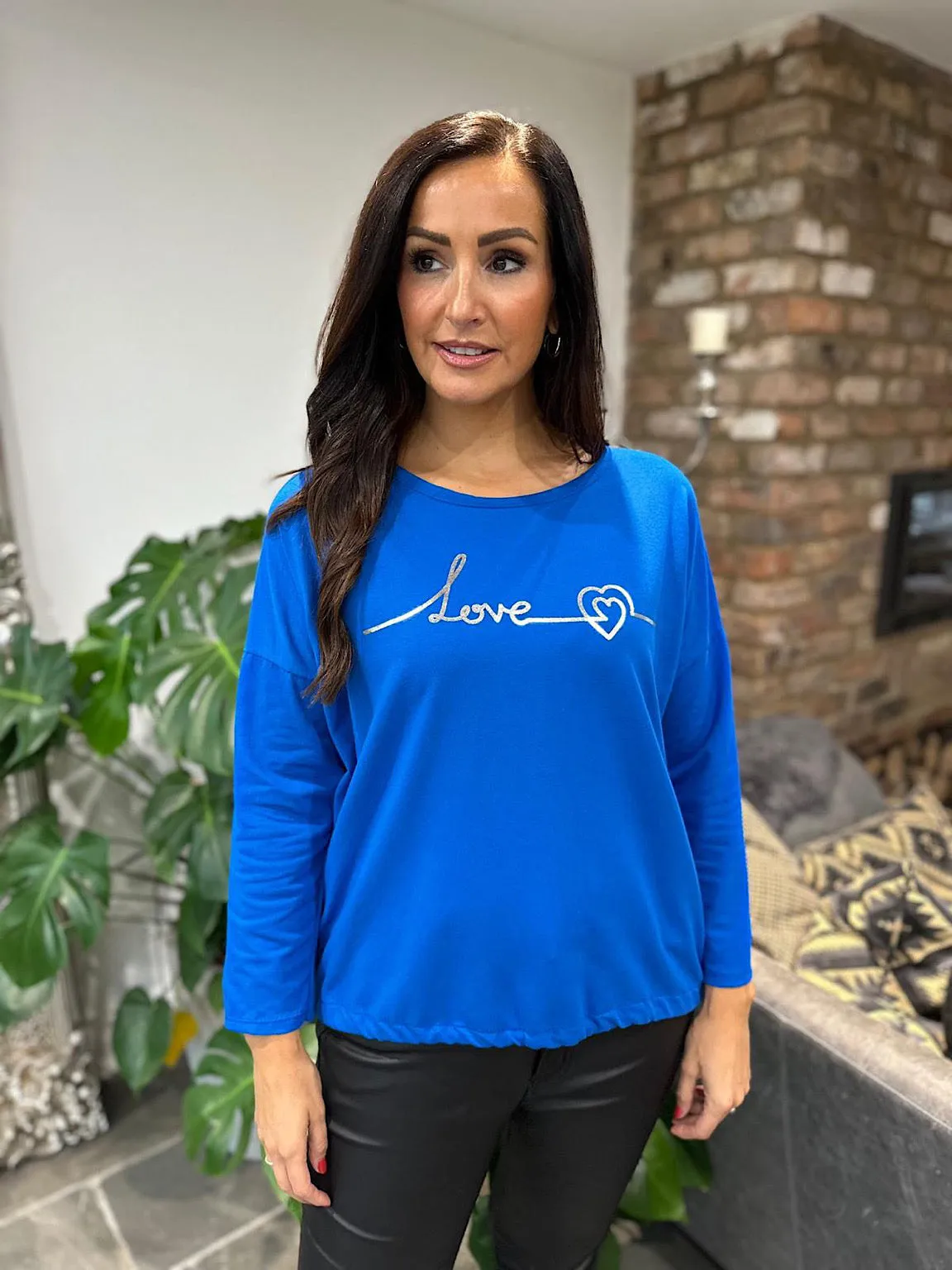 Royal Blue Metallic Love Top Maura