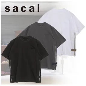 sacai  |Crew Neck Pullovers Unisex Street Style U-Neck Plain Cotton