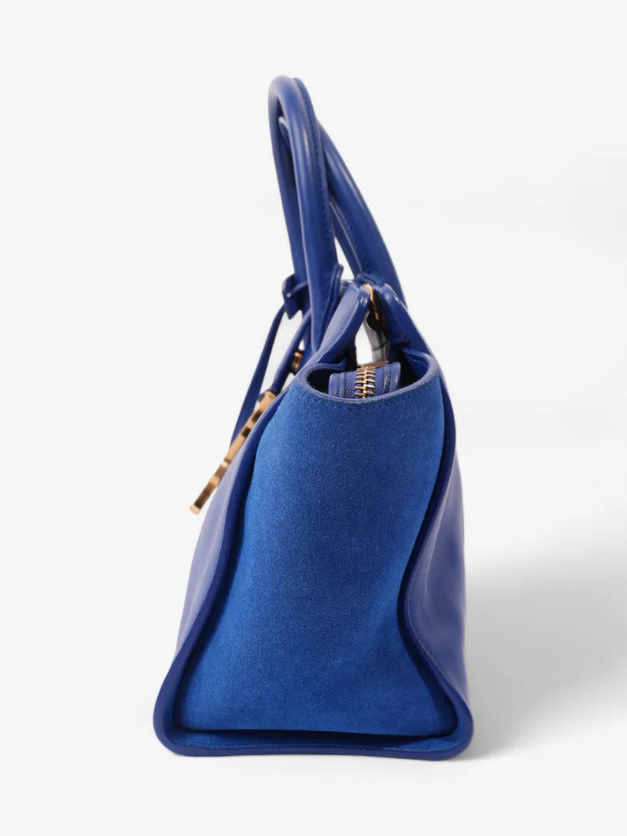 Saint Laurent Downtown Cabas Tote Bag Blue Leather Small