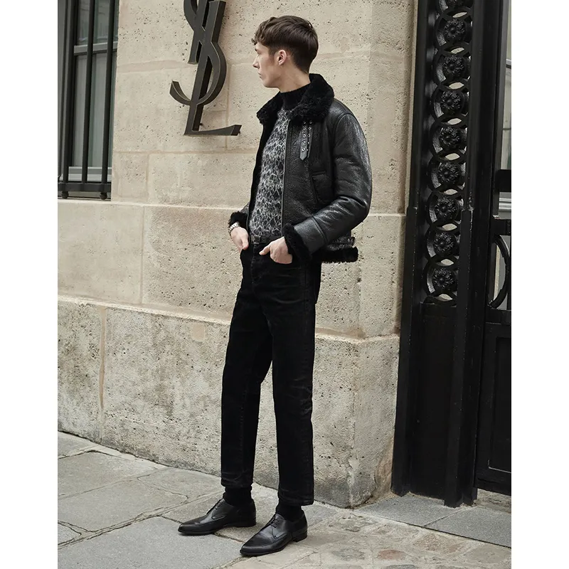 Saint Laurent  |Pullovers Wool Street Style Bi-color Long Sleeves Plain