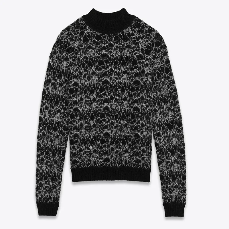 Saint Laurent  |Pullovers Wool Street Style Bi-color Long Sleeves Plain