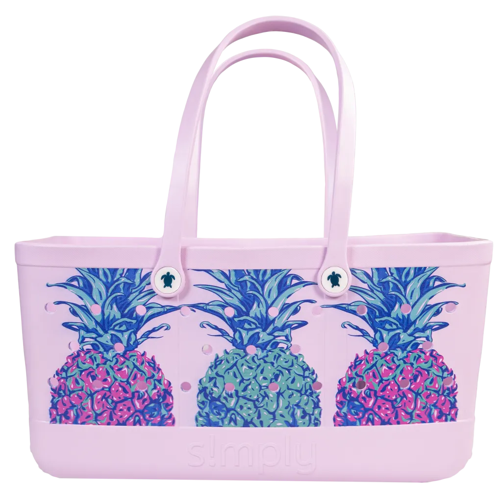 Simply Southern Pineapple Beach Waterproof Washable Utility Tote Bag