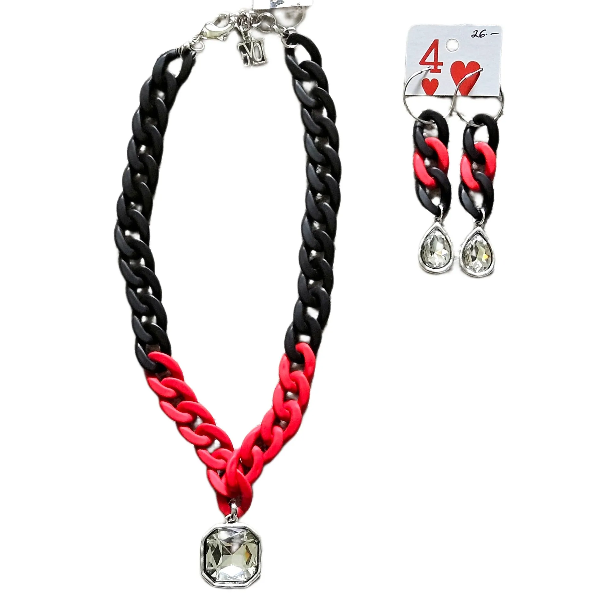 SL Game Day Link Earrings - Black and Red