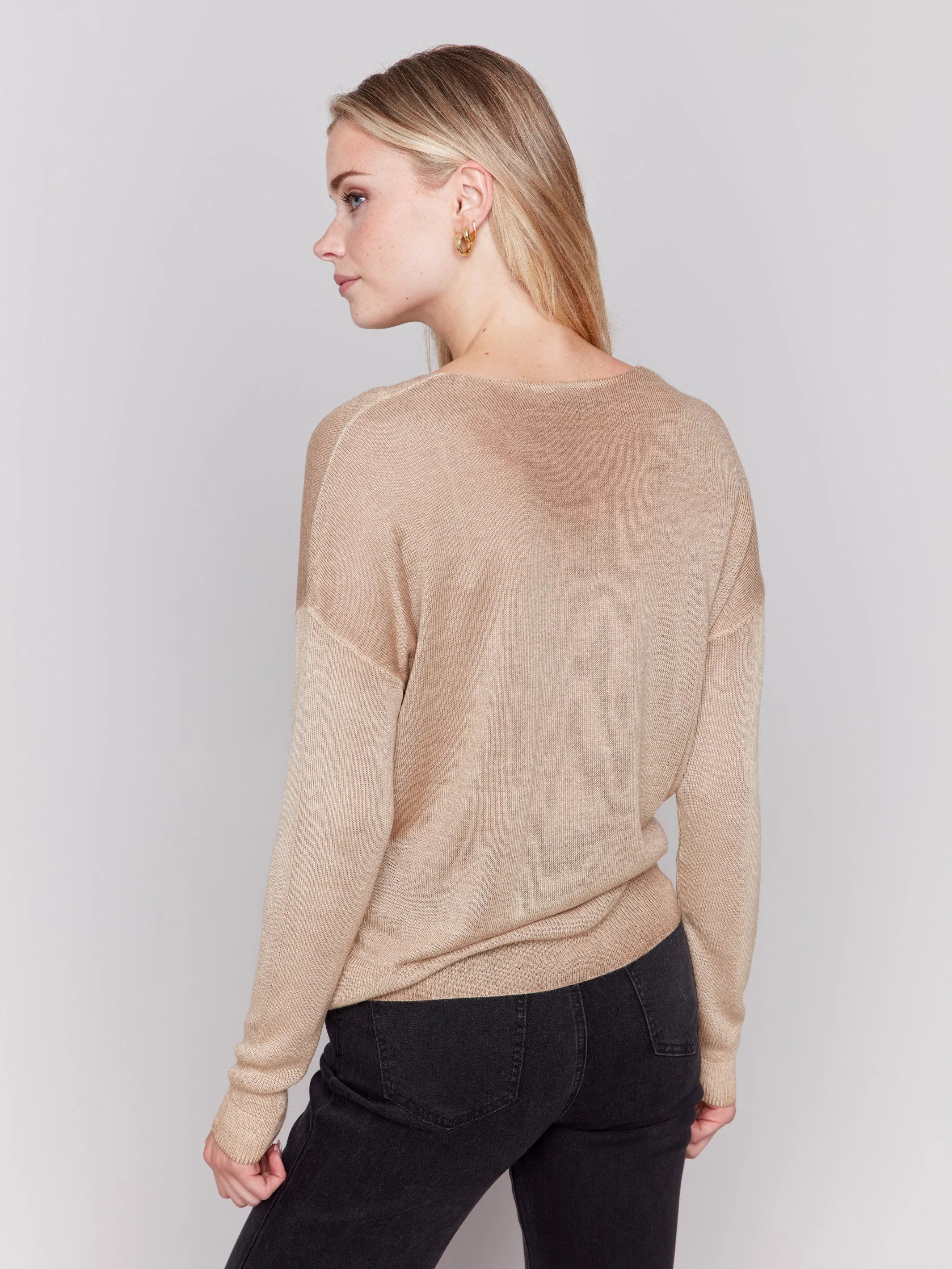 Snow Wash V-Neck Sweater - Truffle