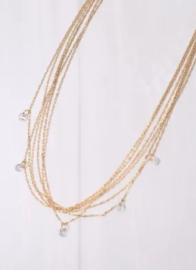 Stephene Layered Necklace with CZs GOLD