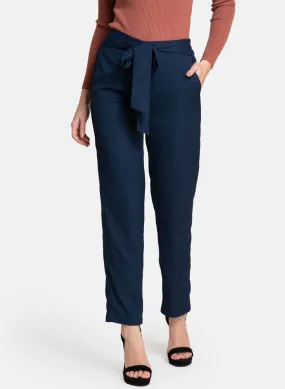 Straight Fit Trousers With Self-Tie