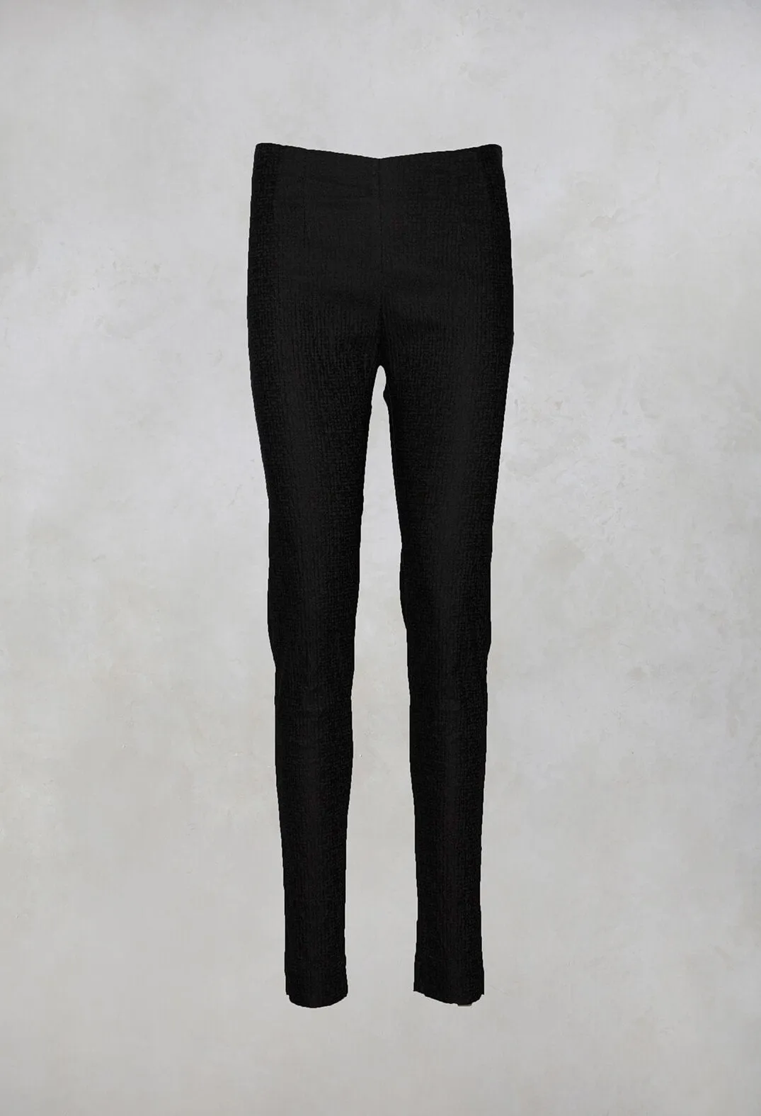 Straight Leg Textured Trousers in Black