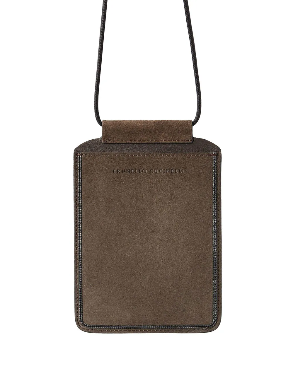 Suede Monili-Trim Phone Case in Tobra