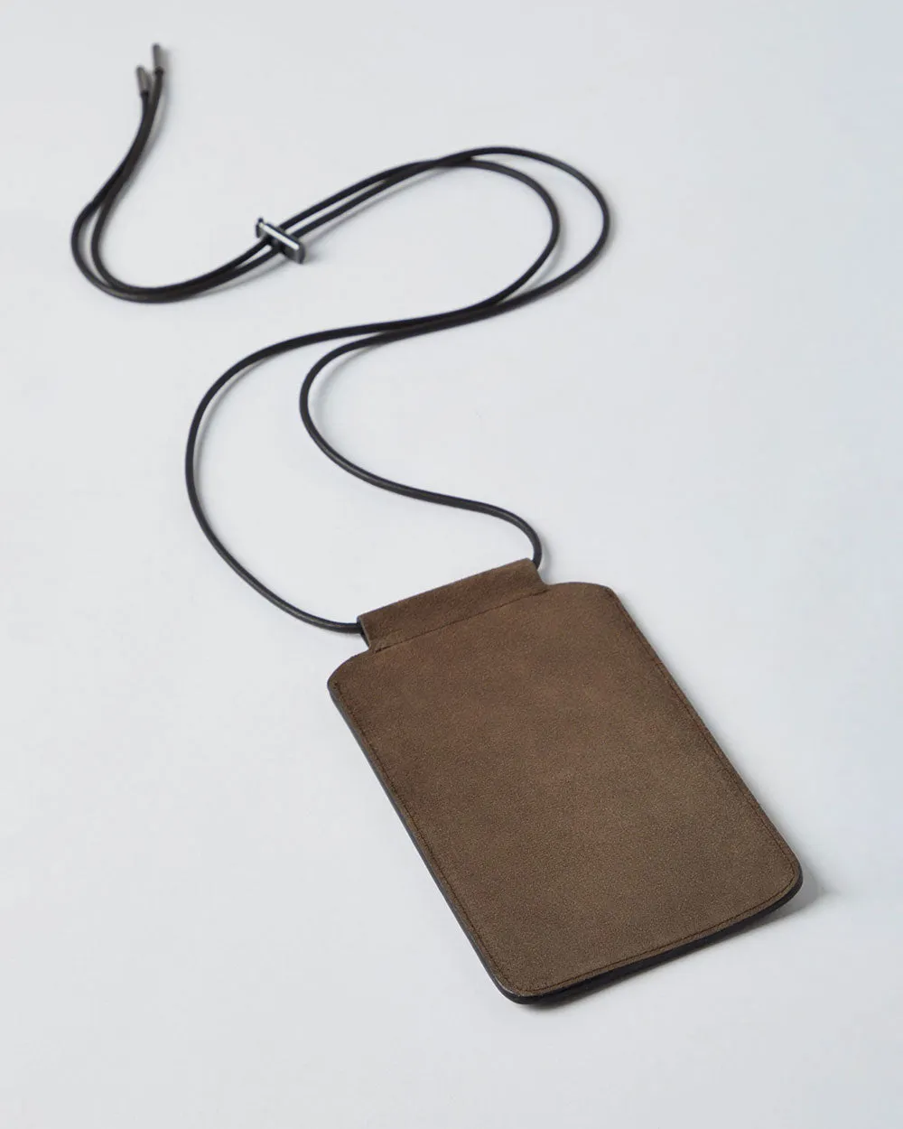 Suede Monili-Trim Phone Case in Tobra