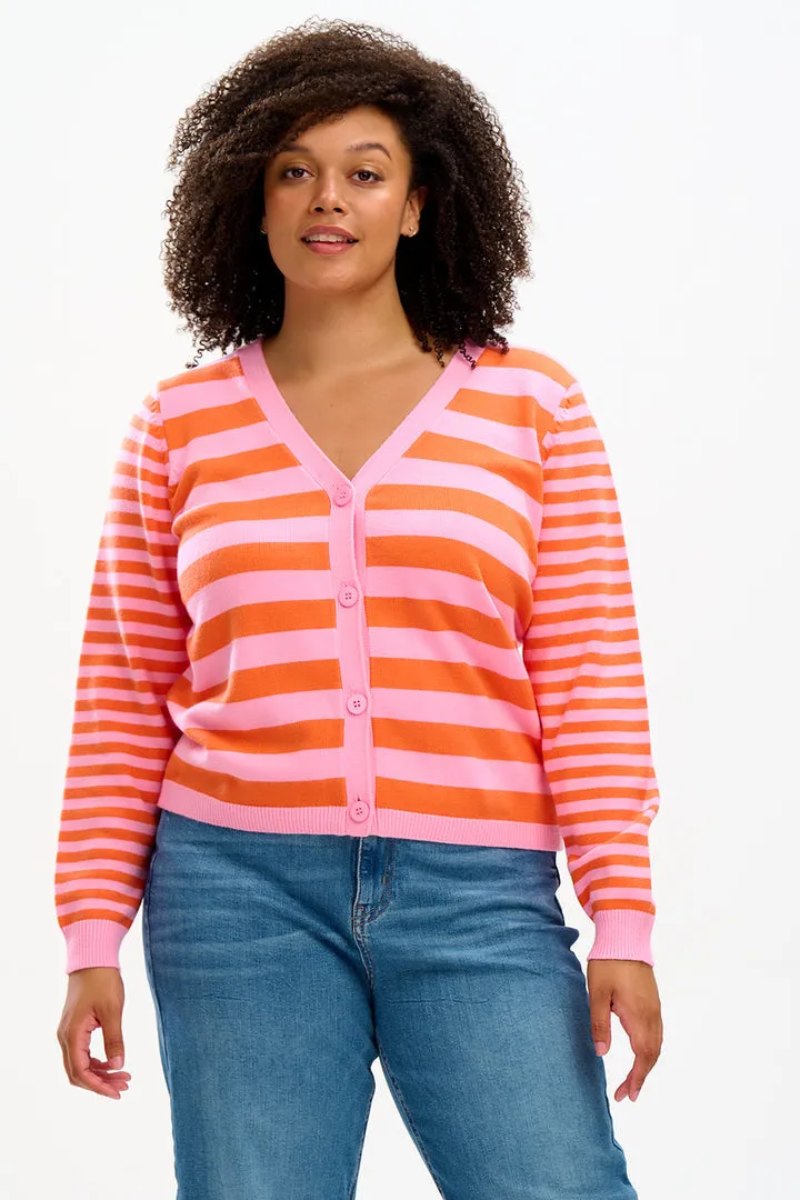 Sugarhill - Jennifer Cardigan  - Pink Red Stripe