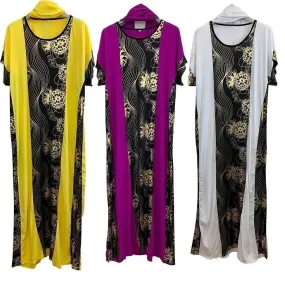 Summer Women's Cotton Short Sleeves Islam Prayer Clothing Abaya with Scarf