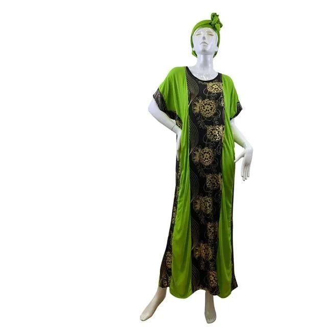 Summer Women's Cotton Short Sleeves Islam Prayer Clothing Abaya with Scarf