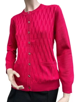 SV300- Castle Knitwear Magenta Button Cardigan