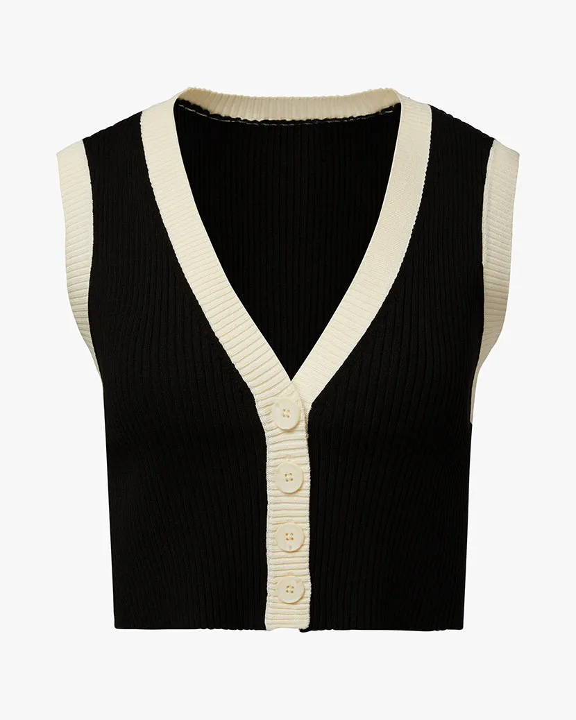 Sweater Vest | Black x Antique White