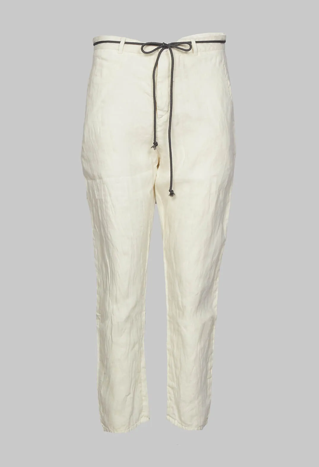 Tapered Leg Linen Trousers in Beige