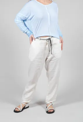 Tapered Leg Linen Trousers in Beige