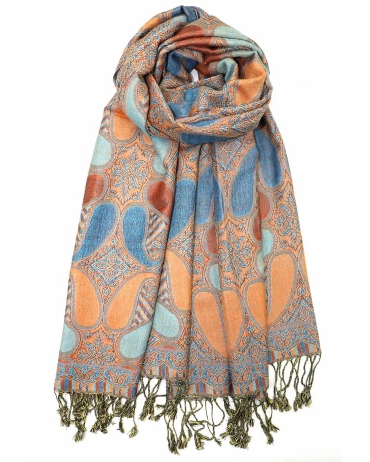 Teal & Orange Paisley Rave Pashmina