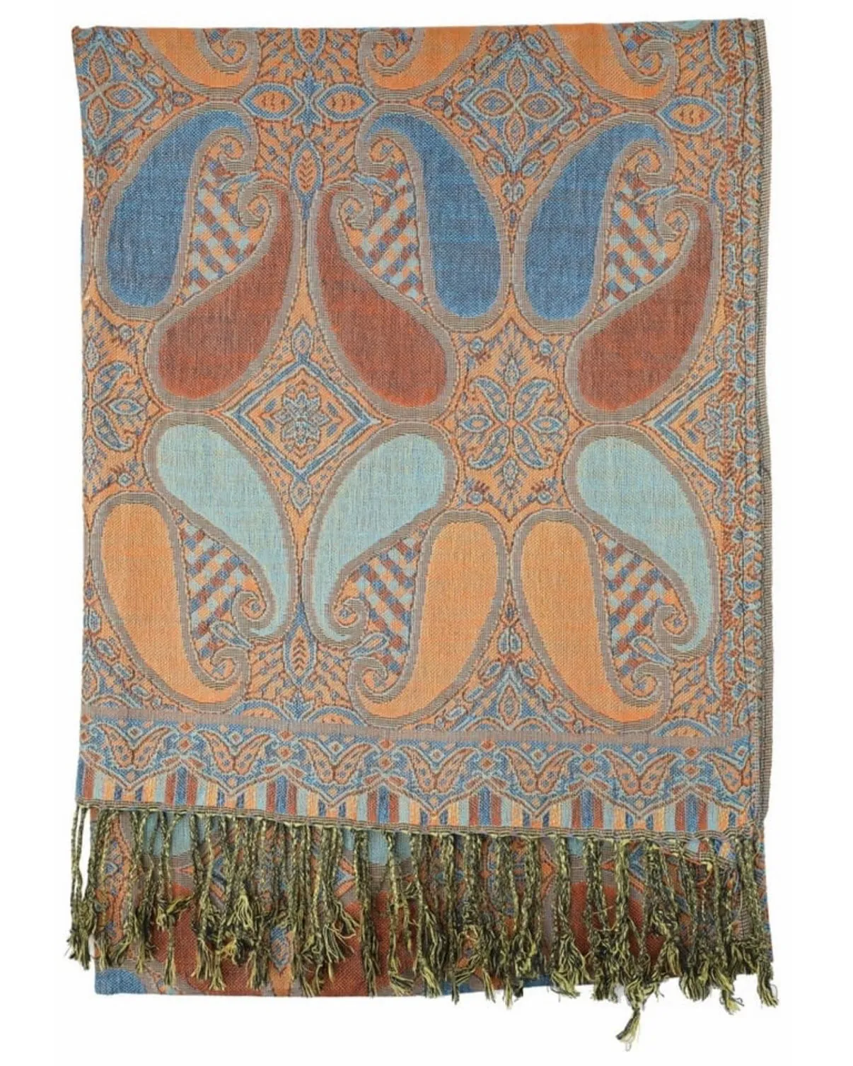 Teal & Orange Paisley Rave Pashmina