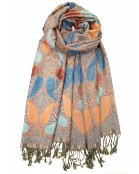 Teal & Orange Paisley Rave Pashmina