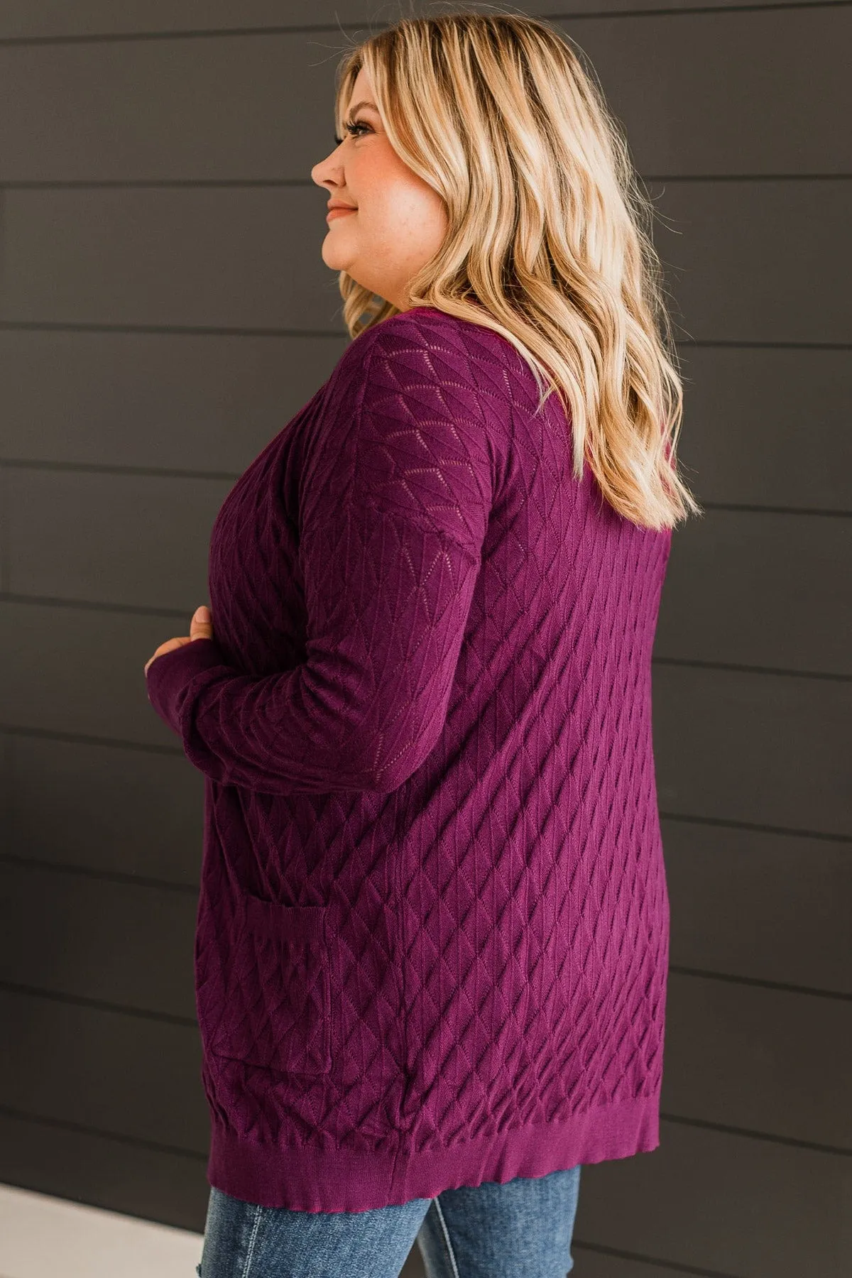 Time Stands Still Knit Cardigan- Plum