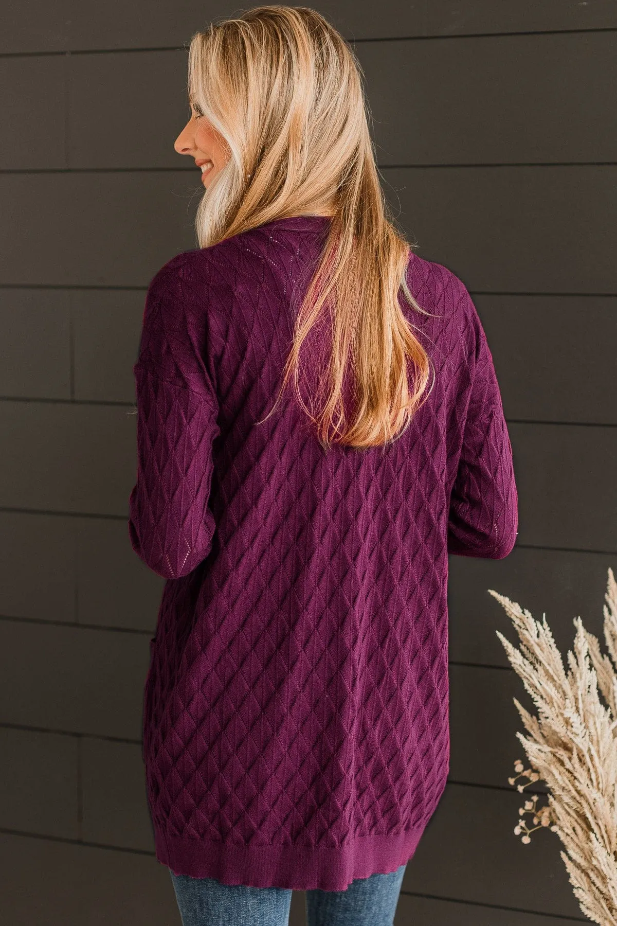 Time Stands Still Knit Cardigan- Plum