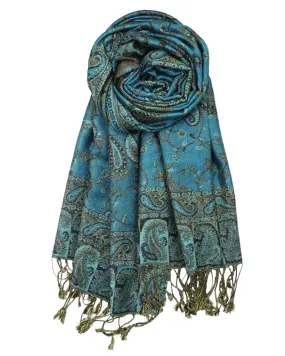 Turquoise Reversible Paisley Rave Pashmina