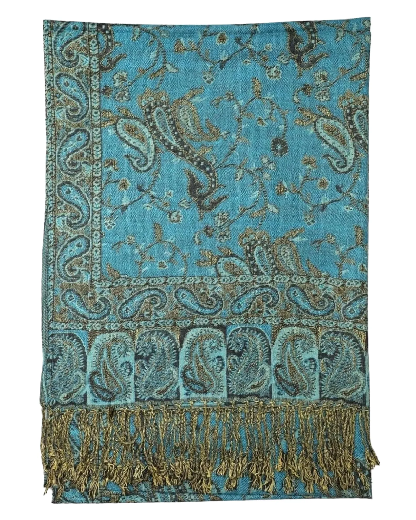 Turquoise Reversible Paisley Rave Pashmina