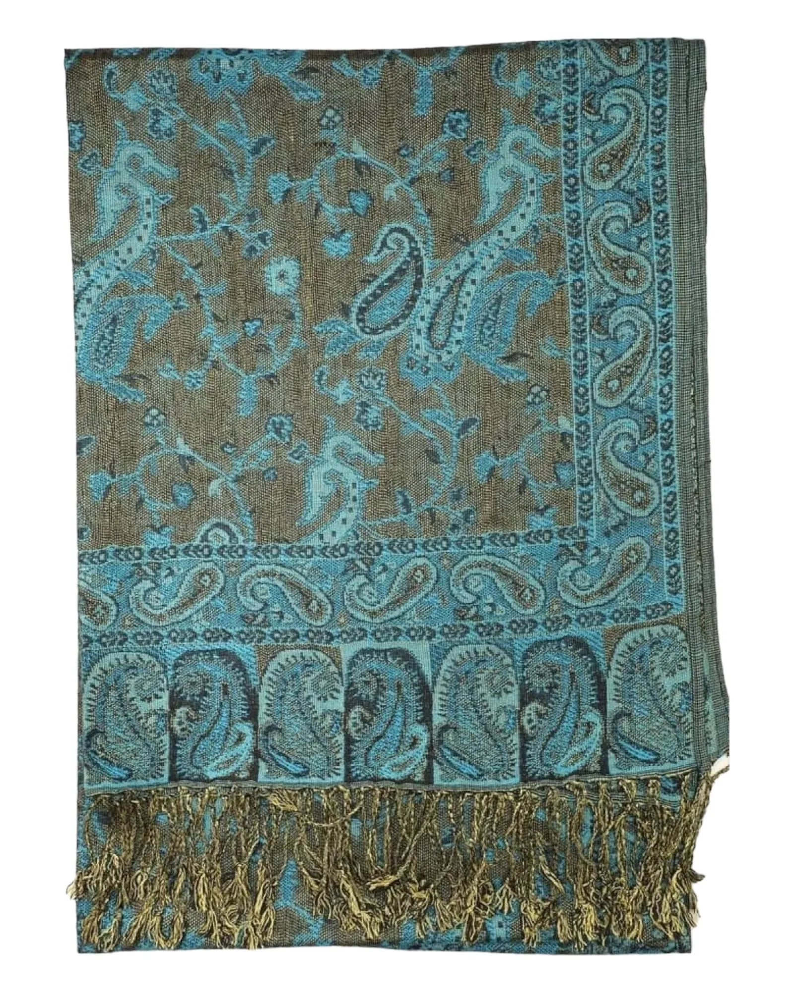 Turquoise Reversible Paisley Rave Pashmina